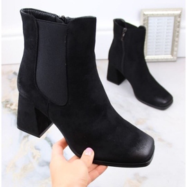Botines de ante con tacón decorativo Potocki W WOL193A, negro 6