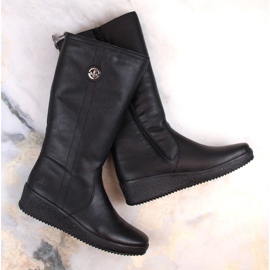 Botas impermeables de piel con aislamiento de lana de oveja Rieker W RKR237B negro 5