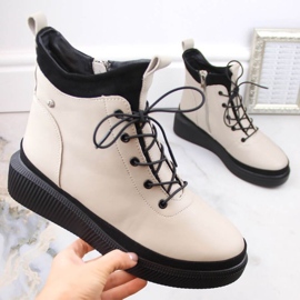 Filippo W PAW482 botas de plataforma de piel con aislamiento beige blanco 5
