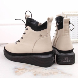 Filippo W PAW482 botas de plataforma de piel con aislamiento beige blanco 8