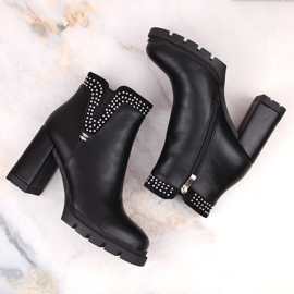 Botines aislantes de tacón alto con remaches, Filippo W PAW495, negro 7