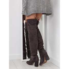 Botas mosqueteras con tacón gris gris marrón multicolor 3