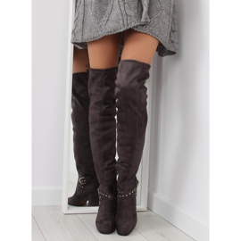Botas mosqueteras con tacón gris gris marrón multicolor 4