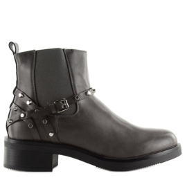Botines Chelsea de mujer grises grises con tachuelas 1