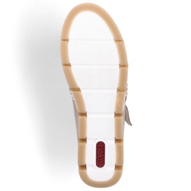 Zapatos de piel calados con velcro Rieker W RKR651, beige marrón 5