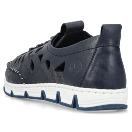 Zapatos de piel calados Rieker W RKR652, azul marino 6