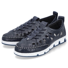 Zapatos de piel calados Rieker W RKR652, azul marino 8