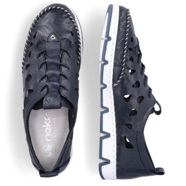 Zapatos de piel calados Rieker W RKR652, azul marino 9