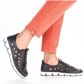 Zapatos de piel calados Rieker W RKR652, azul marino 12