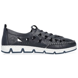 Zapatos de piel calados Rieker W RKR652, azul marino 15