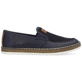 Zapatos cómodos de piel Rieker M RKR656, azul marino 10