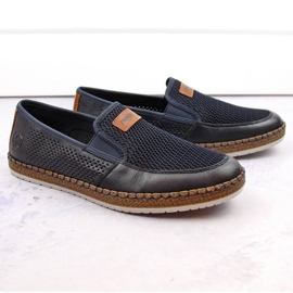Zapatos cómodos de piel Rieker M RKR656, azul marino 12