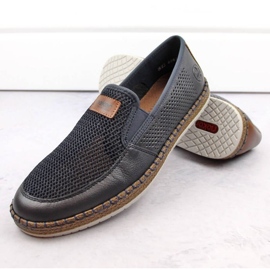 Zapatos cómodos de piel Rieker M RKR656, azul marino 13