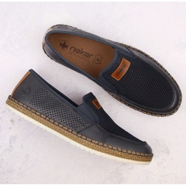 Zapatos cómodos de piel Rieker M RKR656, azul marino 14