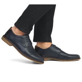 Zapatos cómodos de piel Rieker M RKR659, azul marino 4