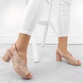 Potocki W WOL156C sandalias de tacón en ante, beige 4