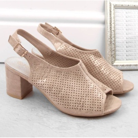 Potocki W WOL156C sandalias de tacón en ante, beige 6