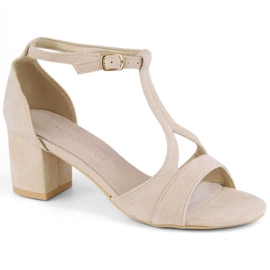 Potocki W WOL224B sandalias de tacón en ante, beige 7