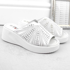 Mules de piel con cuña S.Barski W OLI255A blanco 7