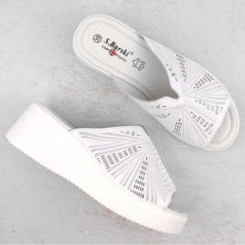 Mules de piel con cuña S.Barski W OLI255A blanco 8