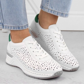Zapatos cómodos de piel Rieker W RKR692 blanco 3