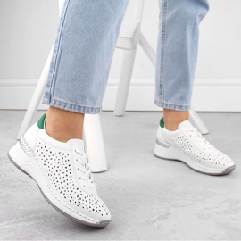 Zapatos cómodos de piel Rieker W RKR692 blanco 4
