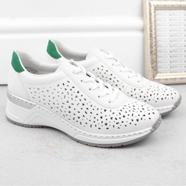 Zapatos cómodos de piel Rieker W RKR692 blanco 5