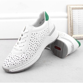 Zapatos cómodos de piel Rieker W RKR692 blanco 6