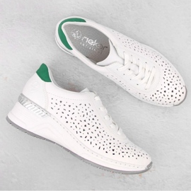 Zapatos cómodos de piel Rieker W RKR692 blanco 7