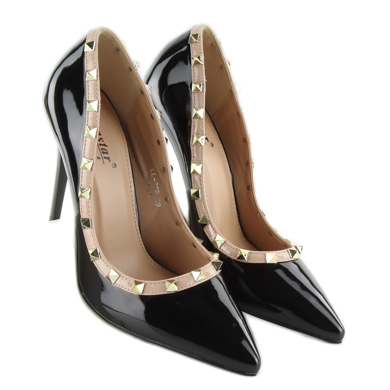 Zapatos de salón con tacón de aguja Valentina negro LL-76P Negro marrón 1