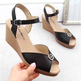 Sandalias cuña de piel con decoración Filippo W PAW526B negro 4