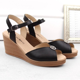 Sandalias cuña de piel con decoración Filippo W PAW526B negro 5