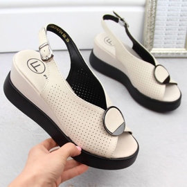 Sandalias cuña de piel calada Filippo W PAW530, beige 4