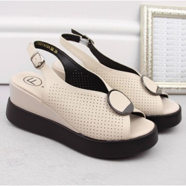 Sandalias cuña de piel calada Filippo W PAW530, beige 5