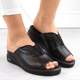 Filippo W PAW536 mules con cuña de piel negra negro 3