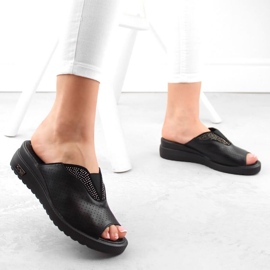 Filippo W PAW536 mules con cuña de piel negra negro 4