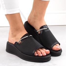 Filippo W PAW538A mules con cuña de piel negra negro 3