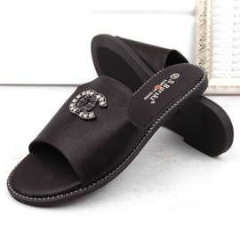 Cómodas chanclas con pedrería S.Barski W OLI258A, negro 6