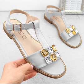 Sandalias cómodas con circonitas S.Barski W OLI261B, plata 3