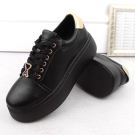 Vinceza W JAN313 Zapatos plataforma piel negro 6