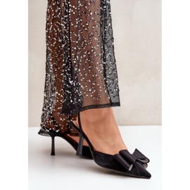 Tacones de tela negra con lazo. negro 3