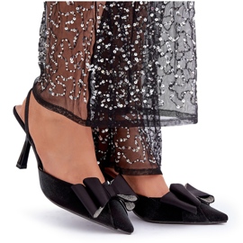 Tacones de tela negra con lazo. negro 9