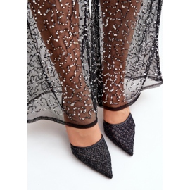 Tacones altos con tacón abierto decorado con purpurina negra. negro 3