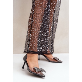 Tacones decorados con lazo, negro. 2