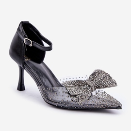 Tacones decorados con lazo, negro. 4