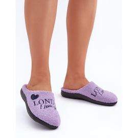 Inblu Pantuflas de piel de oveja de mujer moradas con pelo violeta 3