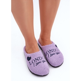 Inblu Pantuflas de piel de oveja de mujer moradas con pelo violeta 4