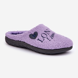 Inblu Pantuflas de piel de oveja de mujer moradas con pelo violeta 5