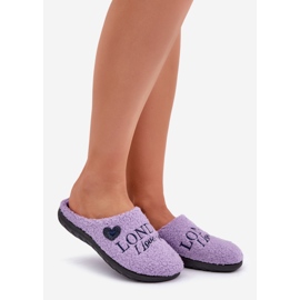Inblu Pantuflas de piel de oveja de mujer moradas con pelo violeta 1