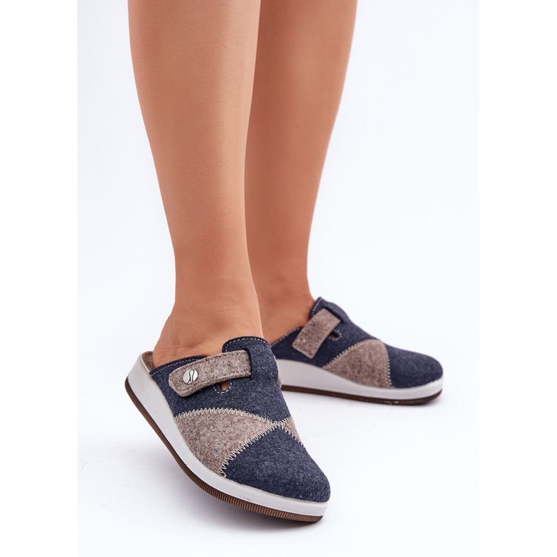 Inblu Pantuflas Preventivas Mujer, Gris y Azul Marino 2